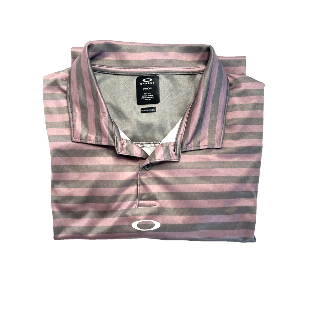 Oakley Hydrolyx Golf Polo Shirt Mens XL 2XL‎ Striped Short Sleeve Performance